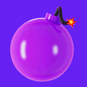 Purple bomb shaking back and forth